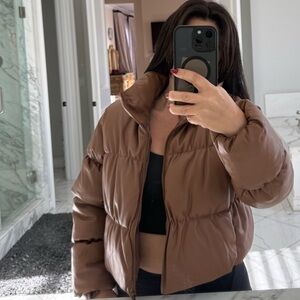 New Women's Brown Puffer Jacket